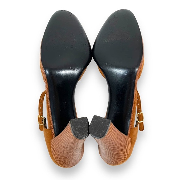 1970's CHARLES JOURDAN Paris suede and snakeskin T-strap high heel shoes - Picture 8 of 15